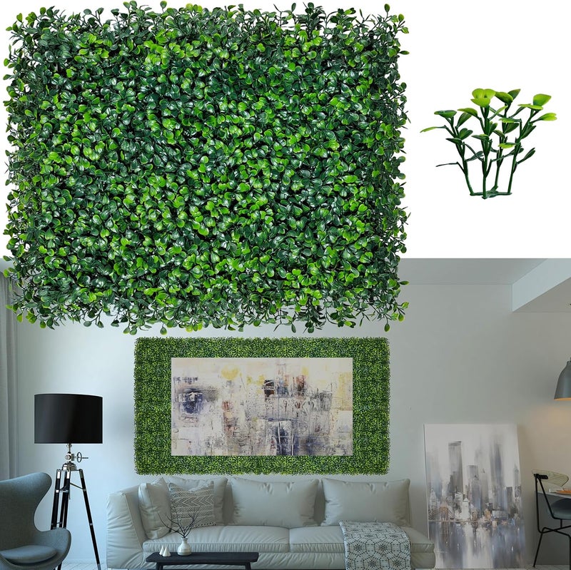 ODTORY Artificial Grass Wall Panels:16" X 12" 6P (8 sqft) UV-Anti Greenery Boxwood Backdrop for Indoor Outdoor Green Wall Decor & Ivy Fence Covering Privacy - Image 1
